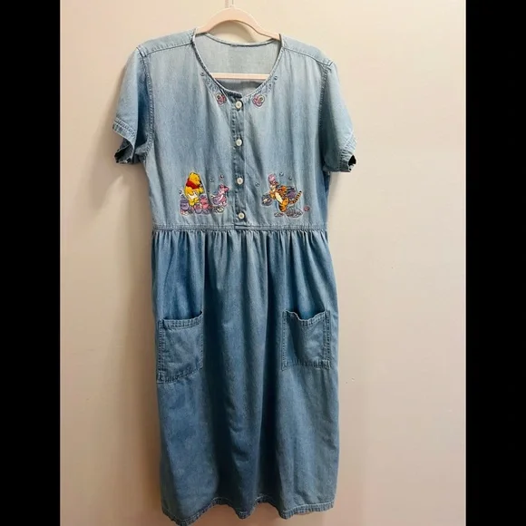 Disney Dresses Vtg Disney Denim Dress Womens Apache Pooh Bear